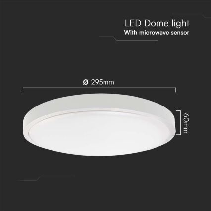 LED Koupelnové stropní svítidlo se senzorem LED/18W/230V 4000K IP44 pr. 29,5 cm bílá + dálkové ovládání