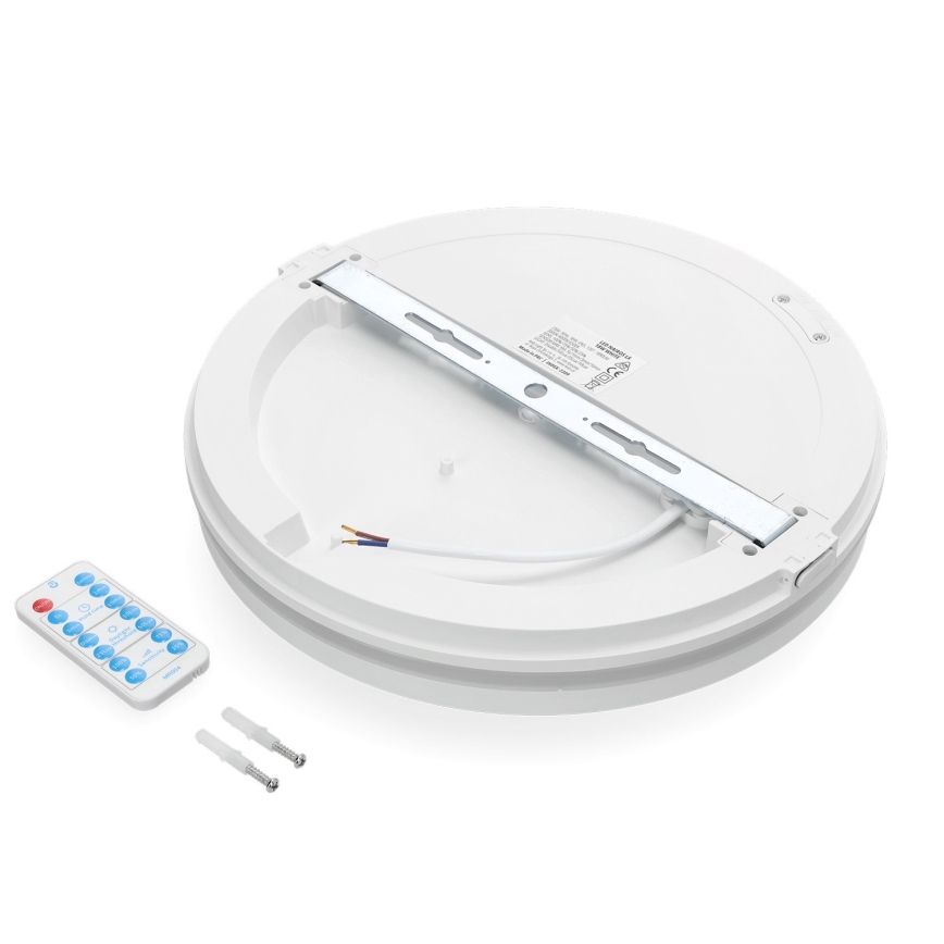 LED Koupelnové stropní svítidlo se senzorem LED/18W/230V 3000/4000/6500K IP65 pr. 30 cm bílá + dálkové ovládání