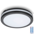 LED Koupelnové stropní svítidlo se senzorem LED/24W/230V 3000/4000/6500K IP65 pr. 30 cm černá + dálkové ovládání