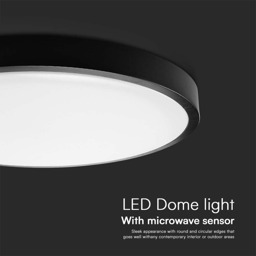 LED Koupelnové stropní svítidlo se senzorem LED/24W/230V 4000K IP44 pr. 35 cm černá + dálkové ovládání