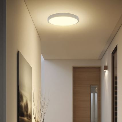 LED Koupelnové stropní svítidlo se senzorem SAMSUNG CHIP LED/24W/230V IP44 4000K pr. 35 cm bílá + dálkové ovládání