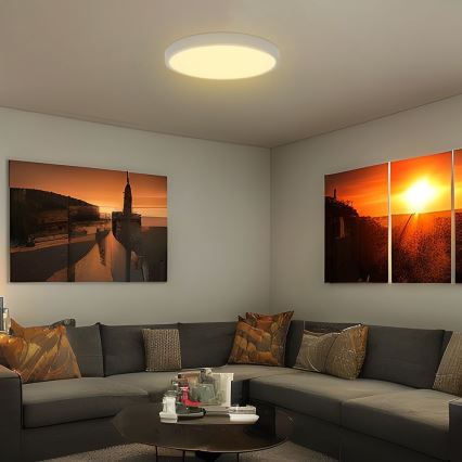 LED Koupelnové stropní svítidlo se senzorem SAMSUNG CHIP LED/24W/230V IP44 4000K pr. 35 cm bílá + dálkové ovládání