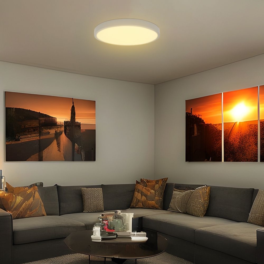 LED Koupelnové stropní svítidlo se senzorem SAMSUNG CHIP LED/24W/230V IP44 4000K pr. 35 cm bílá + dálkové ovládání