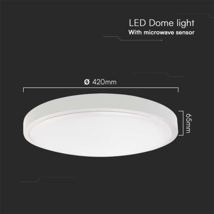 LED Koupelnové stropní svítidlo se senzorem LED/36W/230V 4000K IP44 pr. 42 cm bílá + dálkové ovládání