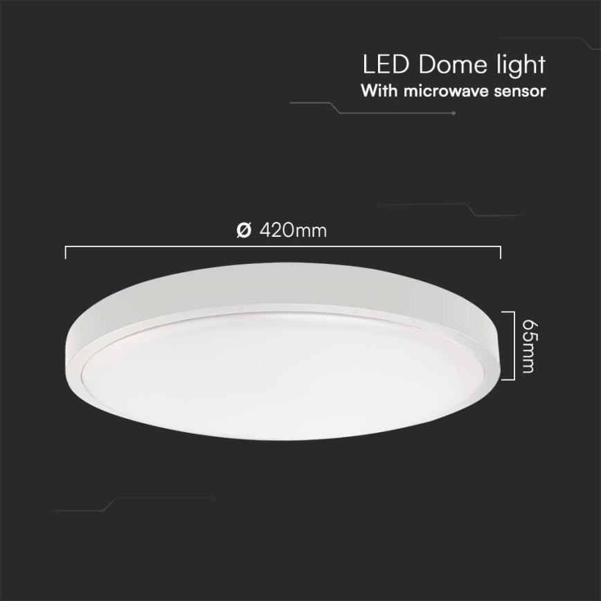 LED Koupelnové stropní svítidlo se senzorem LED/36W/230V 4000K IP44 pr. 42 cm bílá + dálkové ovládání