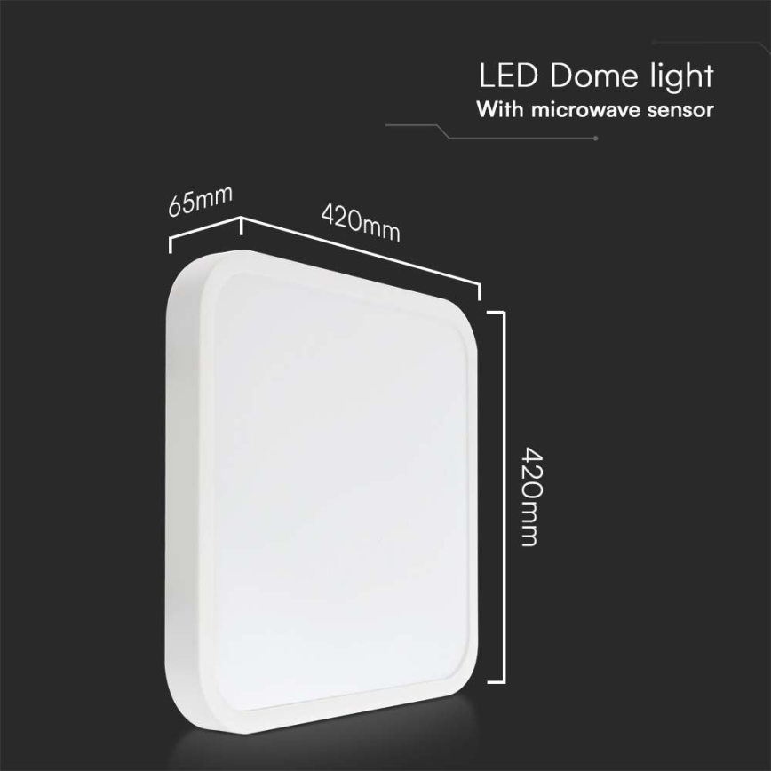 LED Koupelnové stropní svítidlo se senzorem LED/36W/230V 4000K IP44 42x42 cm bílá + dálkové ovládání