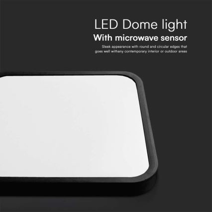 LED Koupelnové stropní svítidlo se senzorem LED/36W/230V 4000K IP44 42x42 cm černá + dálkové ovládání