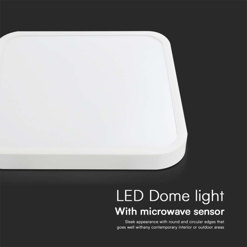 LED Koupelnové stropní svítidlo se senzorem SAMSUNG CHIP LED/36W/230V IP44 4000K 42x42 cm bílá + dálkové ovládání