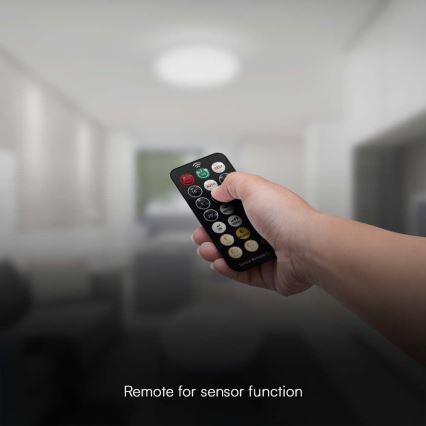 LED Koupelnové stropní svítidlo se senzorem SAMSUNG CHIP LED/36W/230V IP44 4000K 42x42 cm bílá + dálkové ovládání