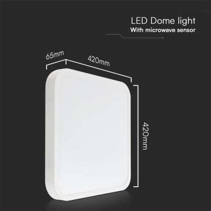LED Koupelnové stropní svítidlo se senzorem SAMSUNG CHIP LED/36W/230V IP44 4000K 42x42 cm bílá + dálkové ovládání
