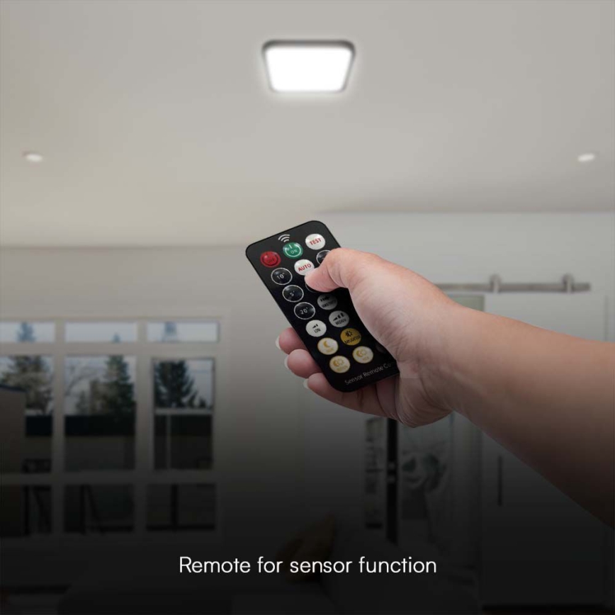 LED Koupelnové stropní svítidlo se senzorem SAMSUNG CHIP LED/36W/230V IP44 4000K 42x42 cm černá + dálkové ovládání