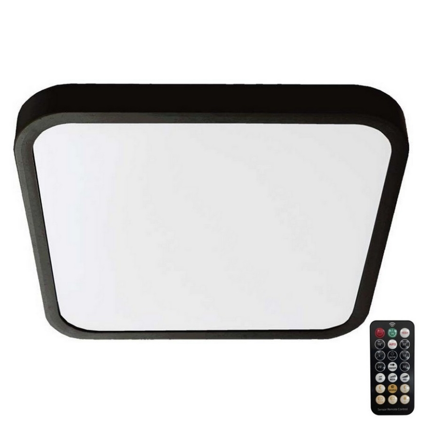 LED Koupelnové stropní svítidlo se senzorem SAMSUNG CHIP LED/36W/230V IP44 4000K 42x42 cm černá + dálkové ovládání