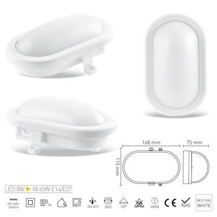 Greenlux GXLS270 - Koupelnové svítidlo LED TORTO LED/8W/230V