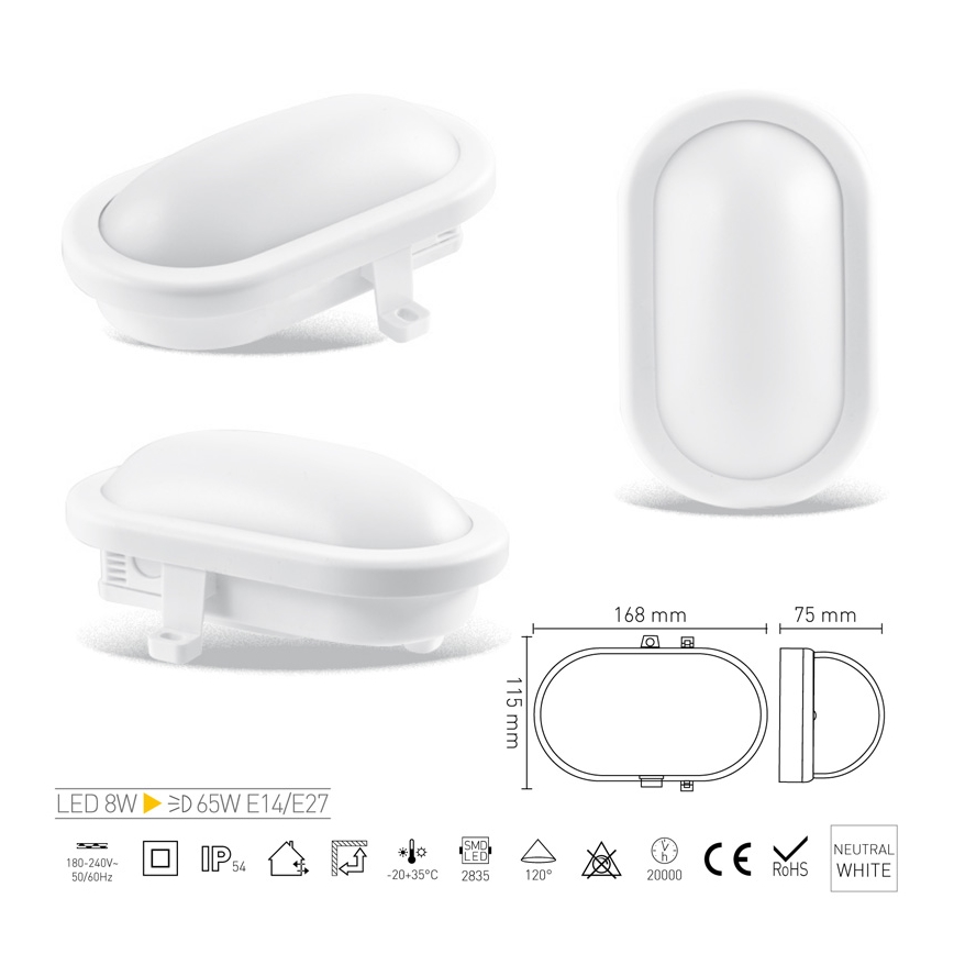 Greenlux GXLS270 - Koupelnové svítidlo LED TORTO LED/8W/230V