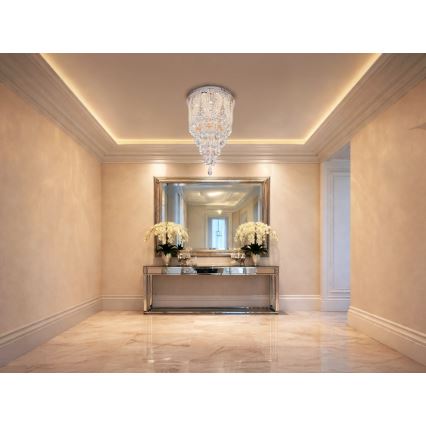 LED Křišťálové stropní svítidlo MAJURO LED/30W/230V pr. 40 cm lesklý chrom + dálkové ovládání