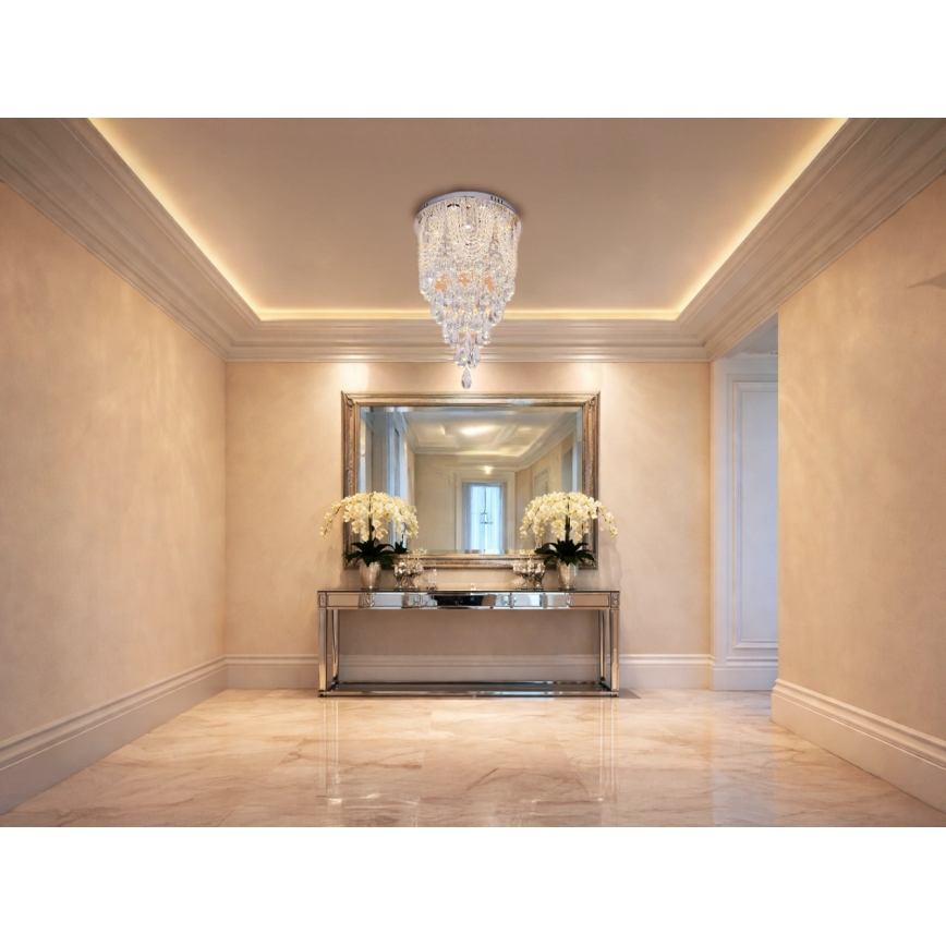 LED Křišťálové stropní svítidlo MAJURO LED/30W/230V pr. 40 cm lesklý chrom + dálkové ovládání