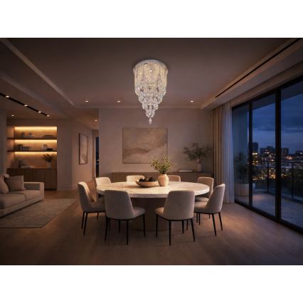 LED Křišťálové stropní svítidlo MAJURO LED/30W/230V pr. 40 cm lesklý chrom + dálkové ovládání