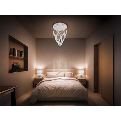 LED Křišťálové stropní svítidlo MAJURO LED/30W/230V pr. 45 cm lesklý chrom + dálkové ovládání