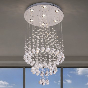 LED Křišťálové stropní svítidlo NAURU LED/24W/230V pr. 40 cm lesklý chrom + dálkové ovládání