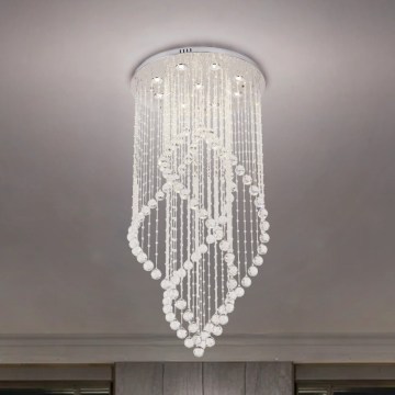 LED Křišťálové stropní svítidlo NAURU LED/30W/230V pr. 60 cm lesklý chrom + dálkové ovládání