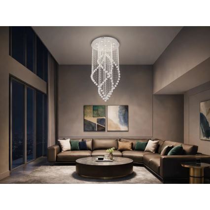 LED Křišťálové stropní svítidlo NAURU LED/30W/230V pr. 60 cm lesklý chrom + dálkové ovládání