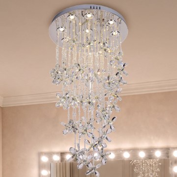 LED Křišťálové stropní svítidlo SAMOA LED/30W/230V pr. 40 cm lesklý chrom + dálkové ovládání