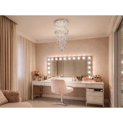 LED Křišťálové stropní svítidlo SAMOA LED/30W/230V pr. 40 cm lesklý chrom + dálkové ovládání