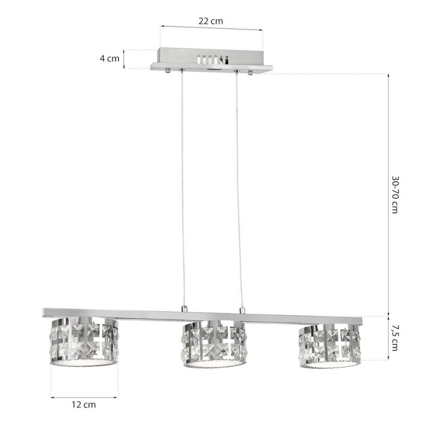 LED Křišťálový lustr na lanku ALEX 3xLED/15W/230V