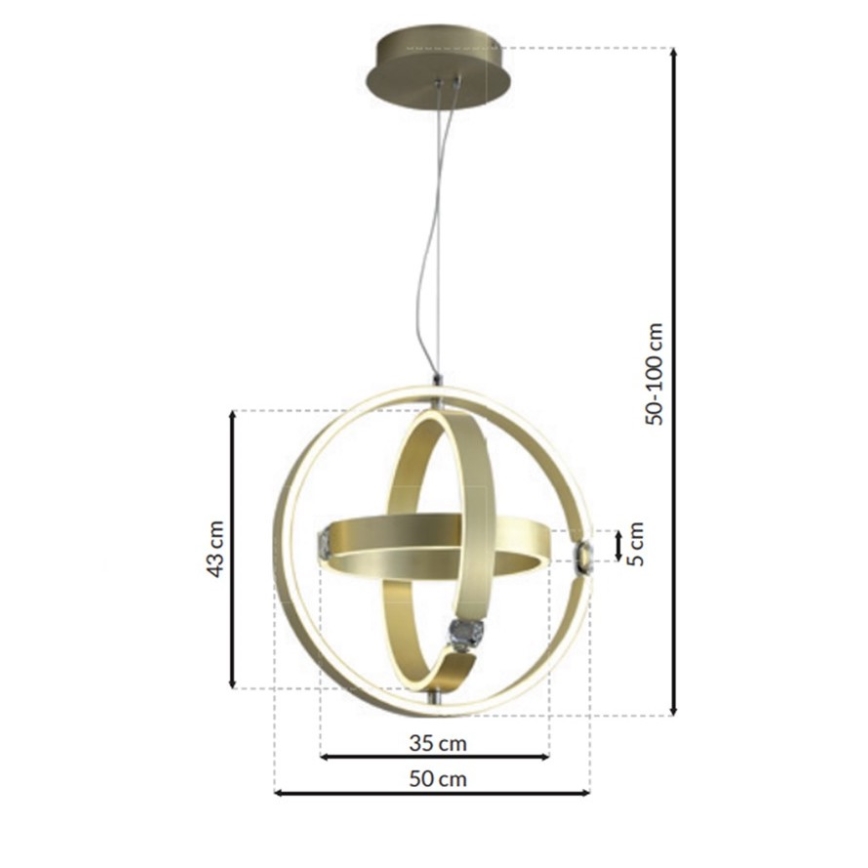 LED Křišťálový lustr na lanku SIRIUS LED/80W/230V