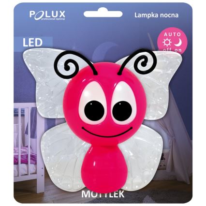 LED Dětská lampa LED/0,4W/230V růžový motýlek