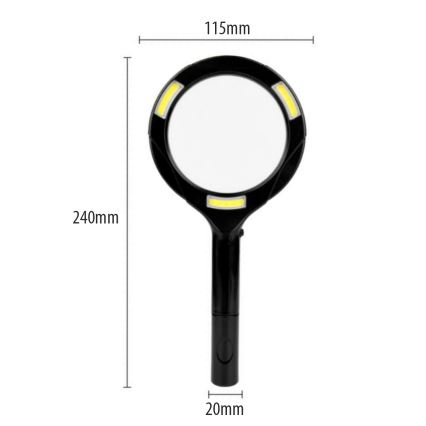 LED Lupa 3×ZOOM s podsvícením LED/3W/2xAA IP22