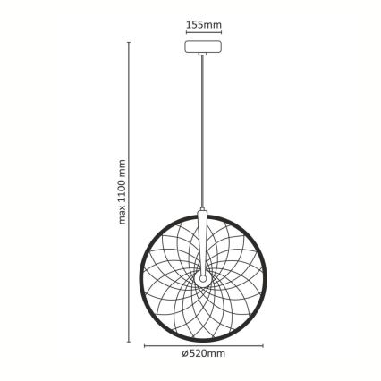 LED Lustr BICYKL LED/16W/230V černá