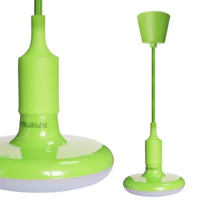 LED Lustr na lanku 1xE27/15W/230V 6000K zelená