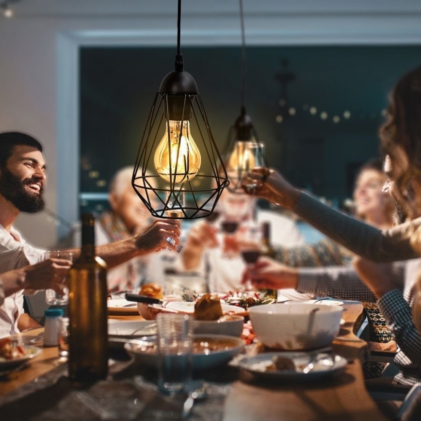 LED Lustr na lanku 1xE27/6,5W/230V 2500K černá