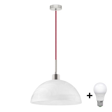 LED Lustr na lanku 1xE27/60W/230V bílá/červená