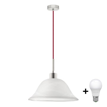 LED Lustr na lanku 1xE27/60W/230V bílá/červená