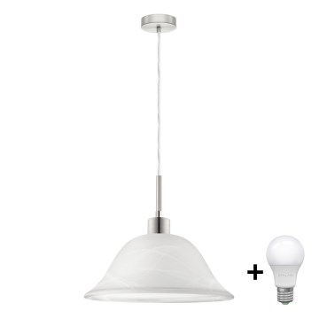 LED Lustr na lanku 1xE27/60W/230V bílá/čirá