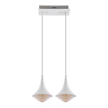 LED Lustr na lanku 2xLED/9W/230V bílá