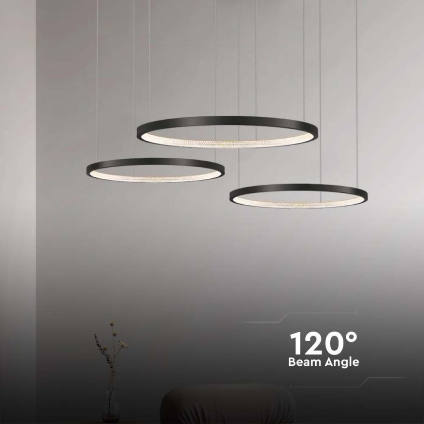 LED Lustr na lanku 3xLED/19W/230V 3000K černá