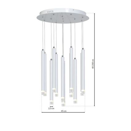 LED Lustr na lanku ALBA 12xLED/1W/230V bílá