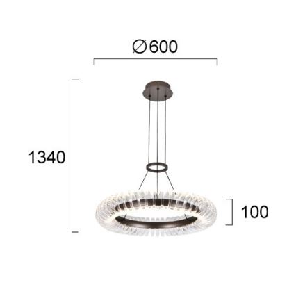 LED Lustr na lanku ALBA LED/39W/230V šedá/čirá