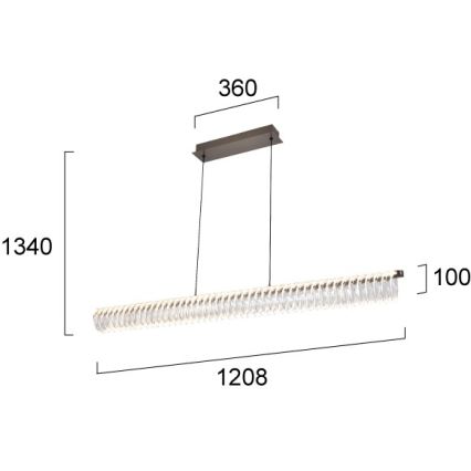 LED Lustr na lanku ALBA LED/39W/230V šedá/čirá