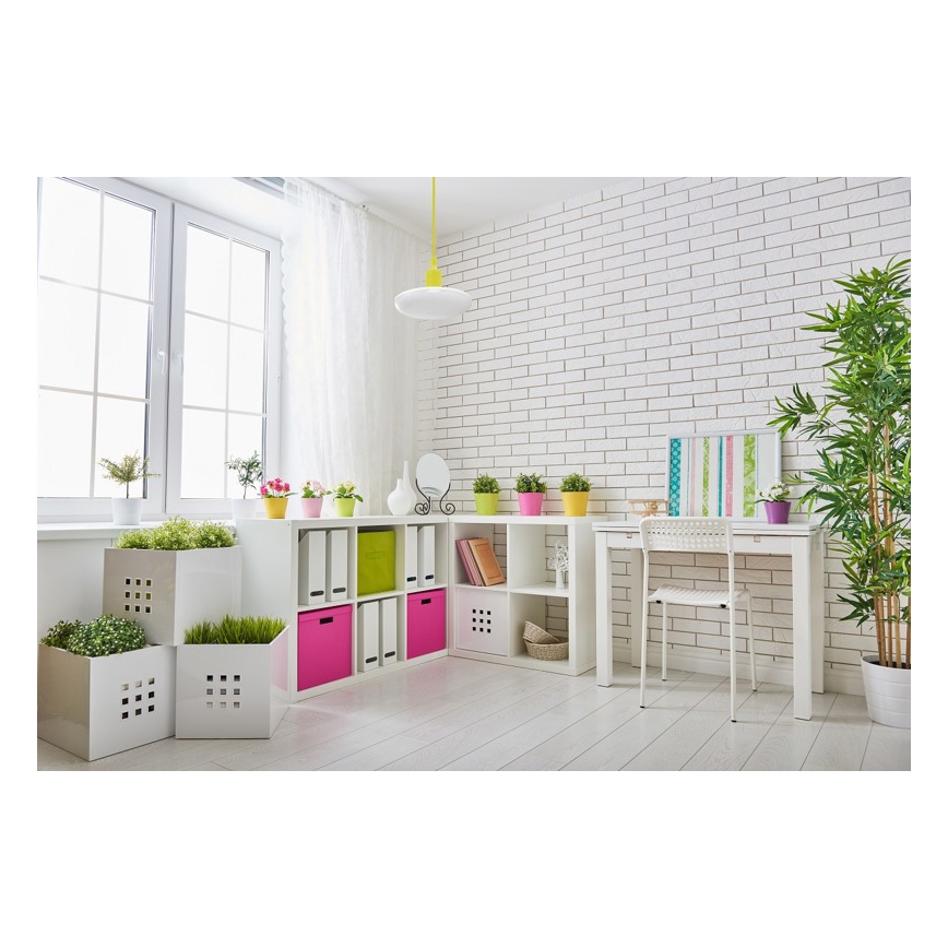 LED Lustr na lanku ALBENE 1xE27/18W/230V žlutá