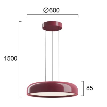 LED Lustr na lanku ALENSA LED/60W/230V CRI 94 červená