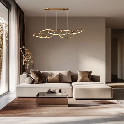 LED Lustr na lanku ANNELI LED/45W/230V 125 cm zlatá