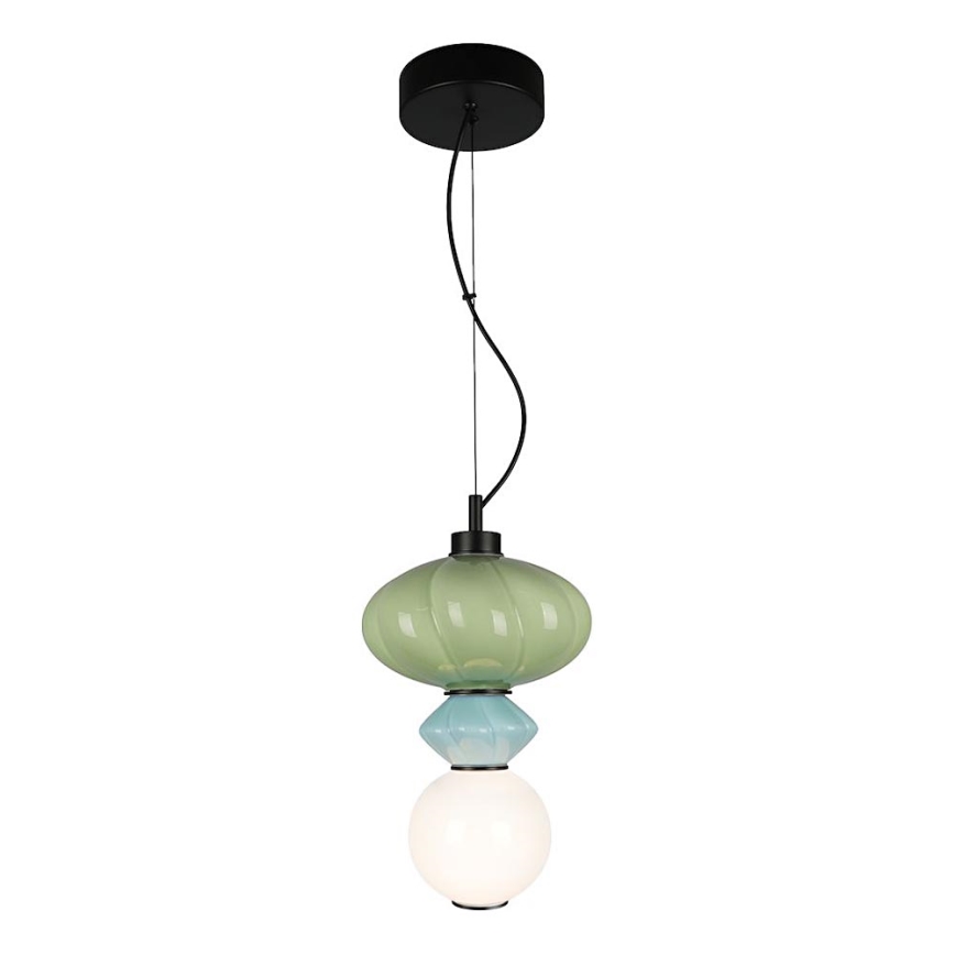 LED Lustr na lanku ASCOLI LED/8W/230V pr. 20 cm zelená/modrá