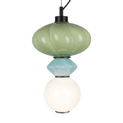 LED Lustr na lanku ASCOLI LED/8W/230V pr. 20 cm zelená/modrá