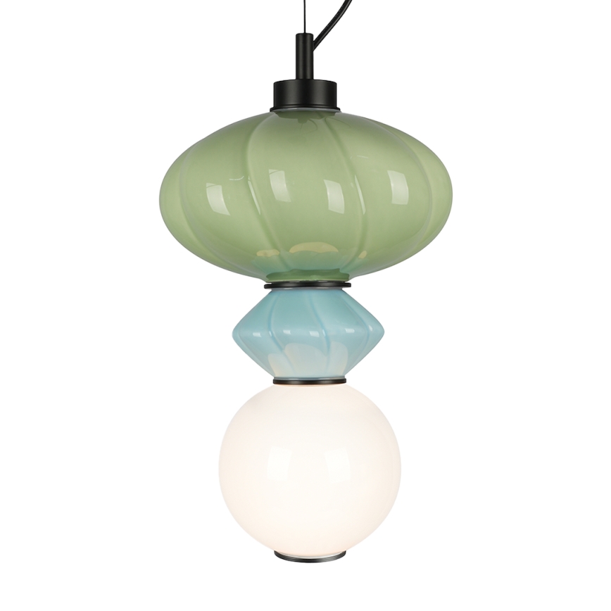 LED Lustr na lanku ASCOLI LED/8W/230V pr. 20 cm zelená/modrá