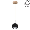 LED Lustr na lanku BALL WOOD 1xGU10/5W/230V matný dub – FSC certifikováno