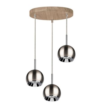 LED Lustr na lanku BALL WOOD 3xGU10/5W/230V dub